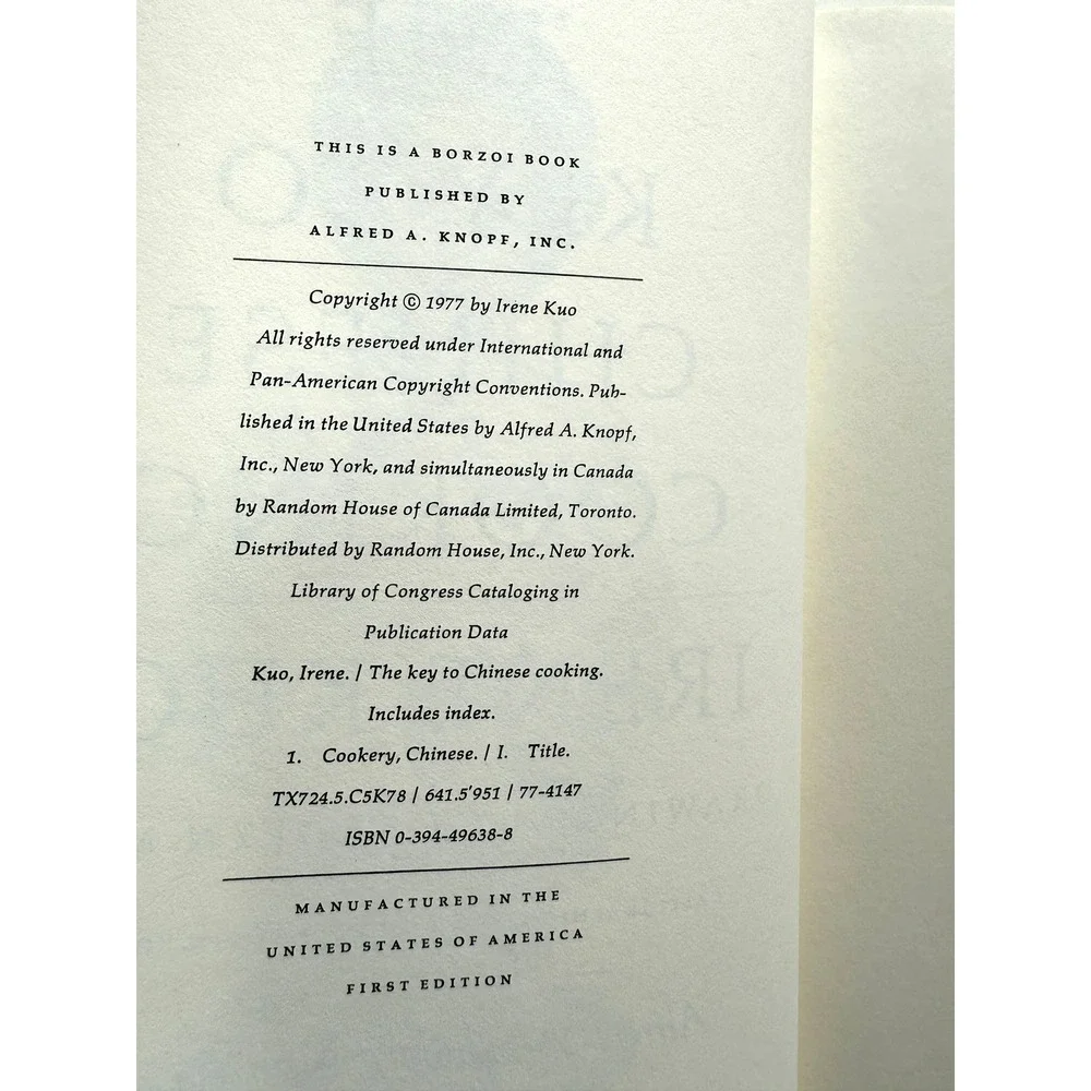 Vintage Irene Kuo The Key to Chinese Cooking Hardcover Cookbook